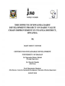 The Effects Of Rwanda Dairy Development Project On Dairy Value Chain Improvement In Nyanza District, Rwanda