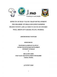 Effects Of IFAD/ Value Chain Development Programme On Smallholder Farmers Productivity And Access To Socio-Economic Well-being In Taraba State, Nigeria