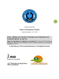 Utilisation Des Nouvelles Technologies Pour L’amélioration De La Productivité Agricole Au Cap-Vert