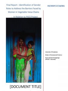 Identification Of Gender Roles To Address The Barriers Faced By Women In Vegetable Value Chains