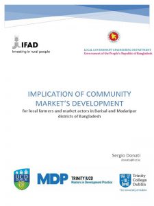 Implication Of Community Market’s Development For Local Farmers And Market Actors In Barisal And Madaripur Districts Of Bangladesh