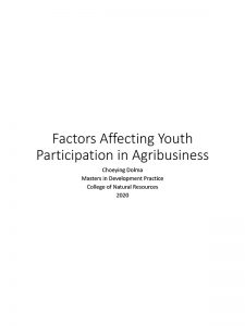 Factors Affecting Youth Participation In Agribusiness