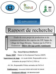 Etude Du Sous Projet De Production Et De Commercialisation Des Caprins Du Gie Jappo Du Village De Daga Birame